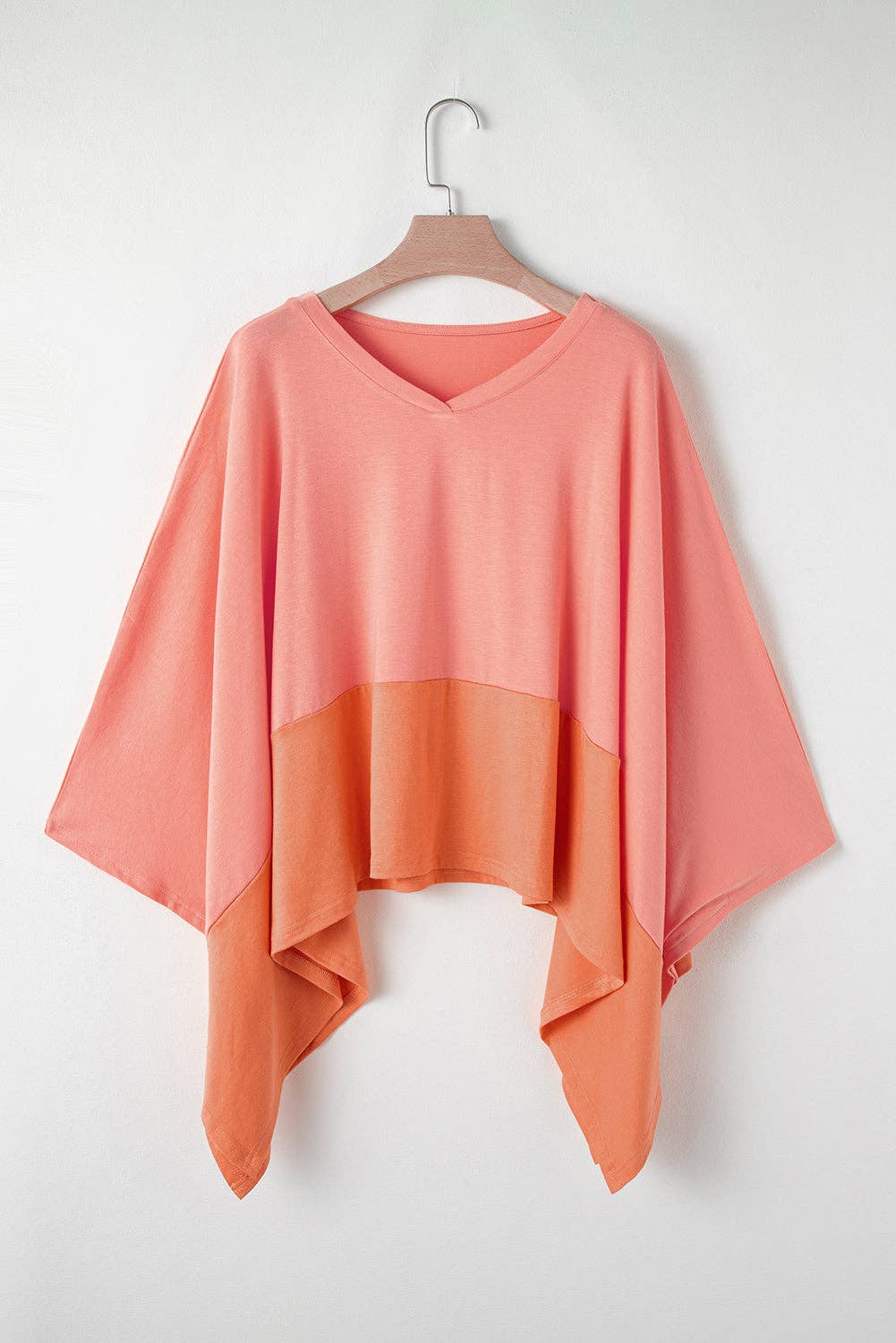 Colorblock 3/4 Sleeve Oversized Top
