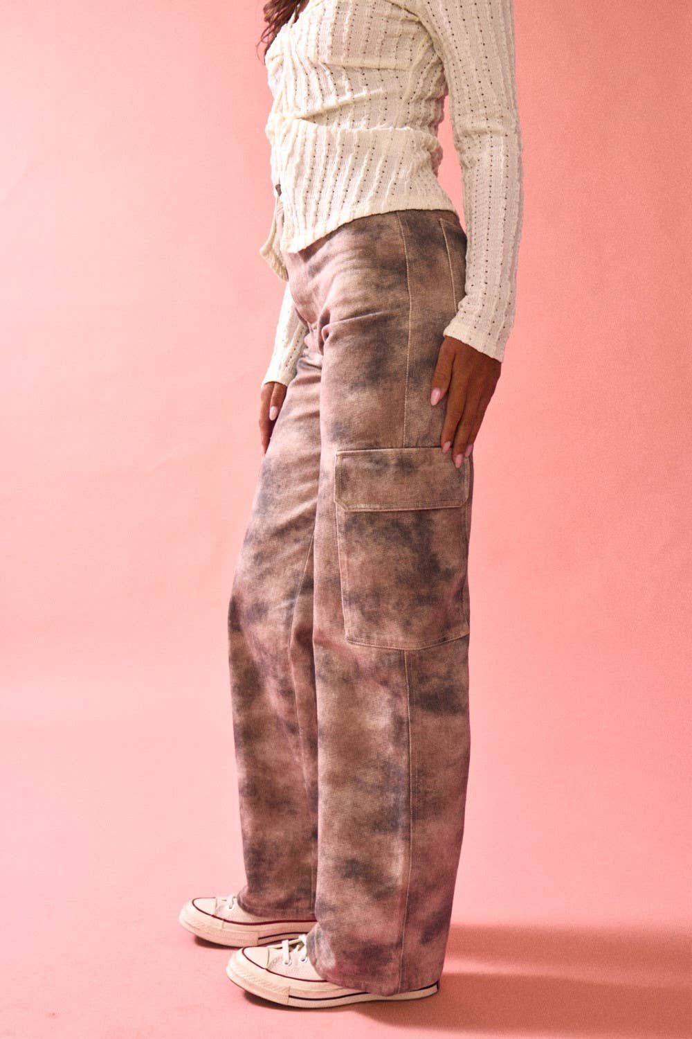 Smokey Print Wide Leg Cargo Jeans