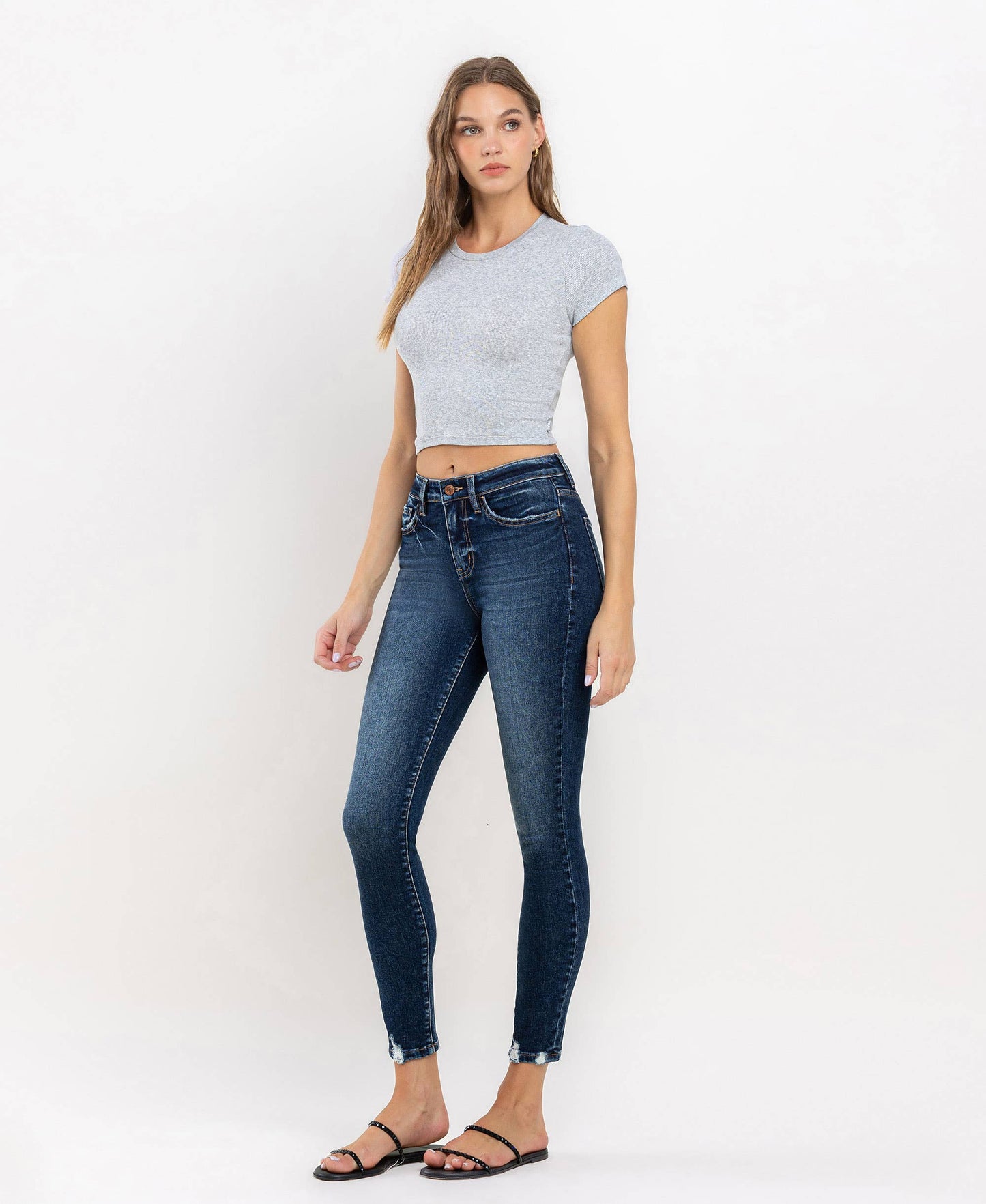 HIGH RISE ANKLE SKINNY JEANS T6154