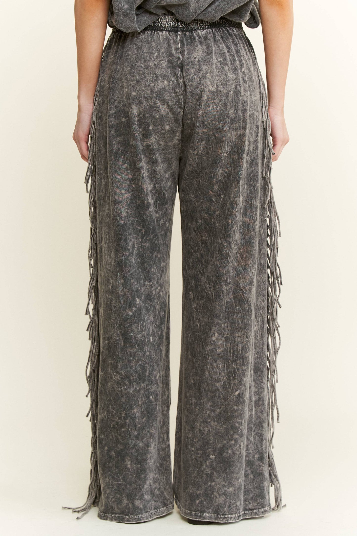 Mineral Washed Fringe Pant