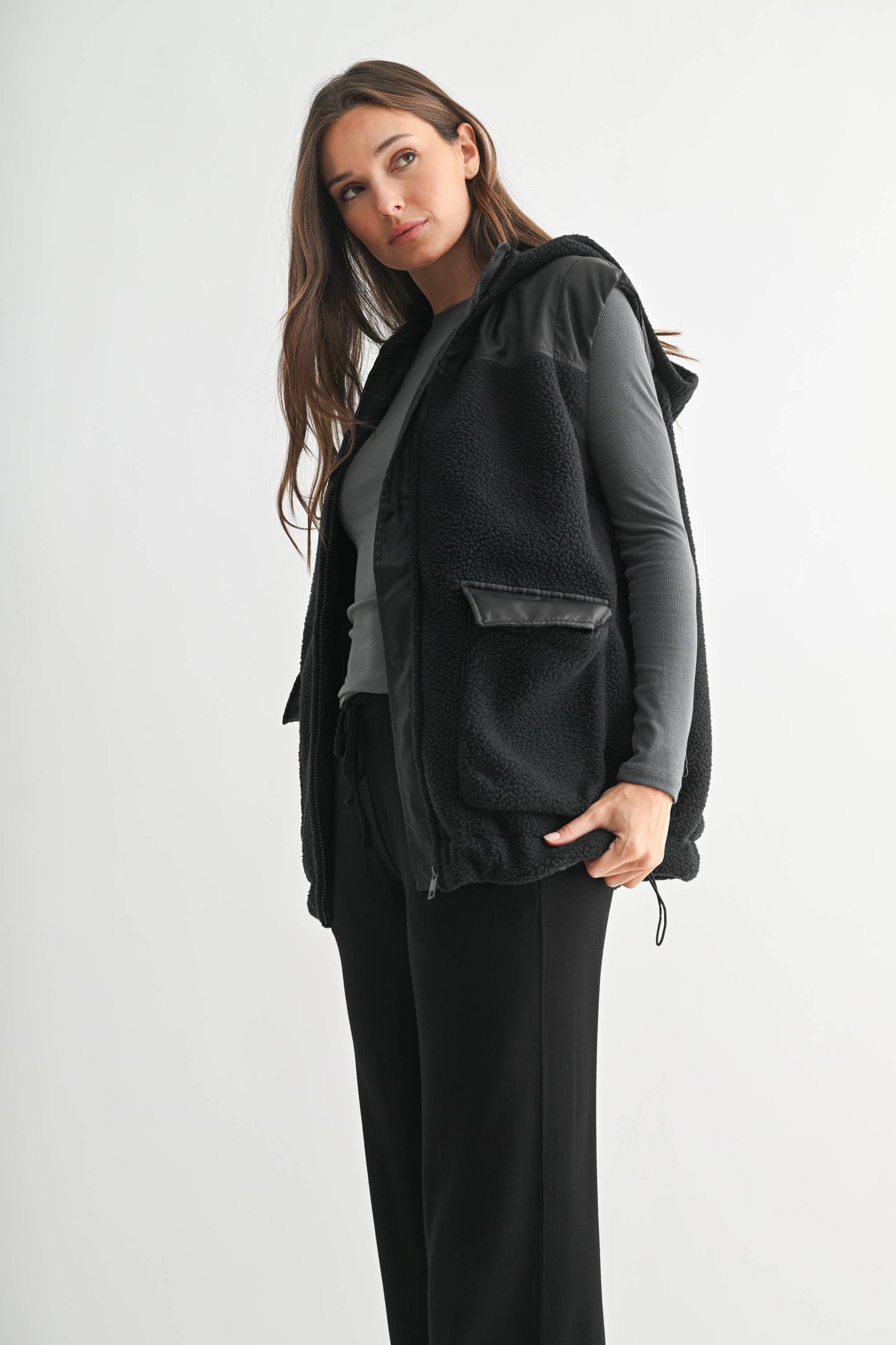 Alpine Fleece Zip Up Hooded Vest