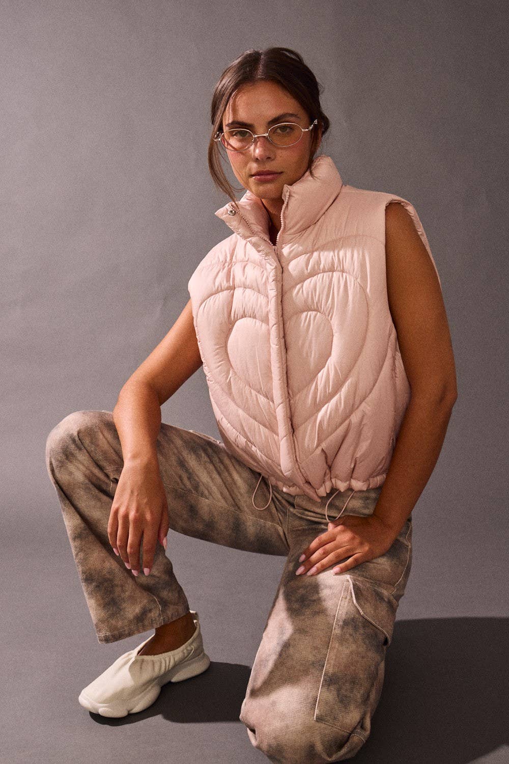 Smokey Print Wide Leg Cargo Jeans