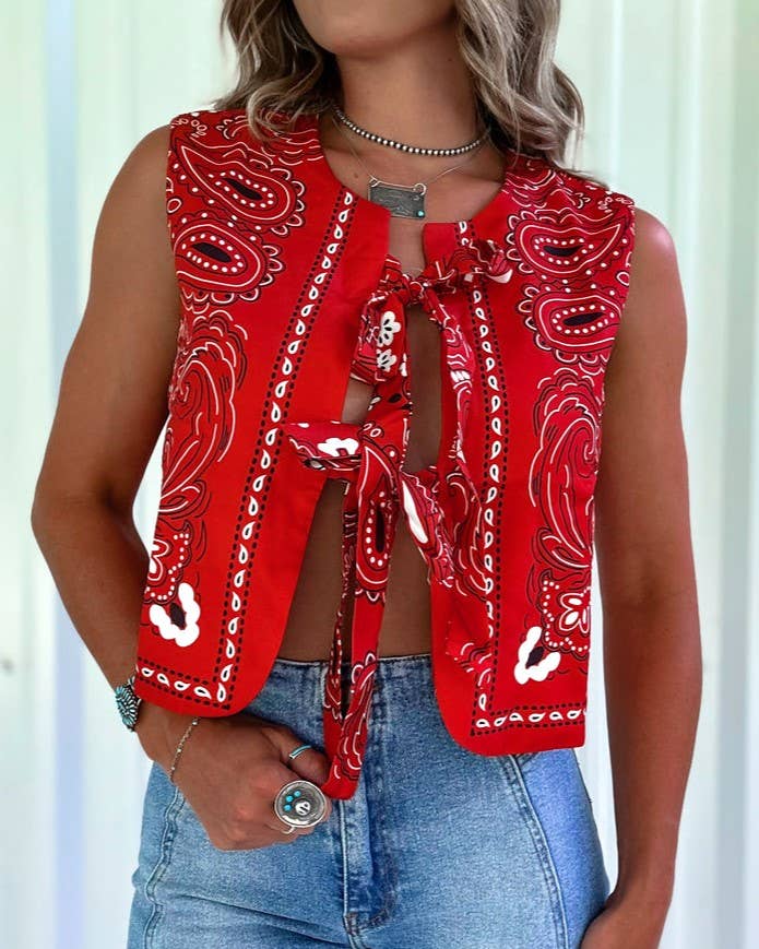 Casual Ethnic Style Crewneck Tie Vest