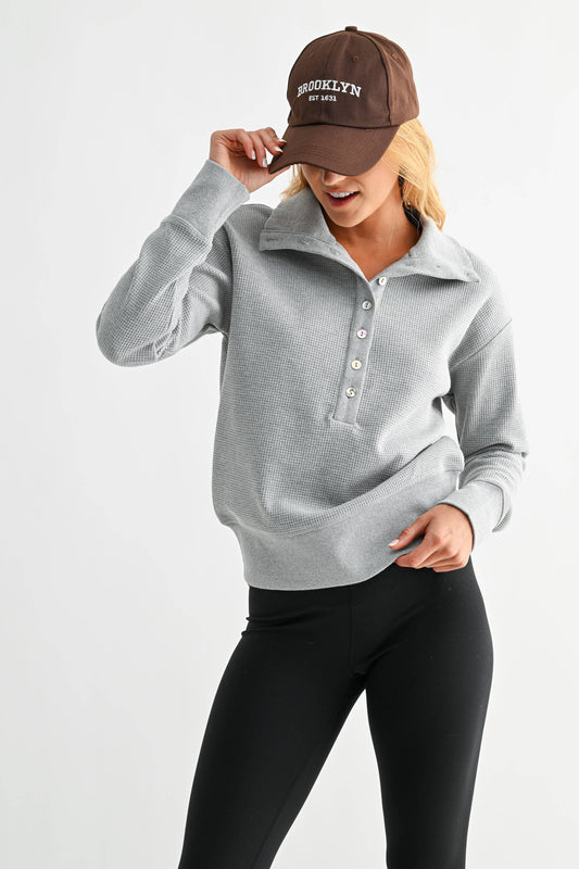 Harbor Waffle Knit Half-Button Pullover