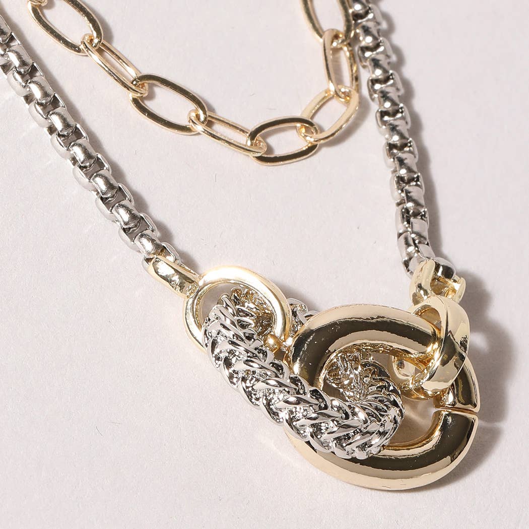Double Chain 2T Link Ring Necklace