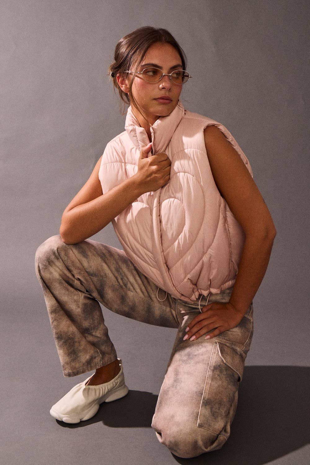 Smokey Print Wide Leg Cargo Jeans