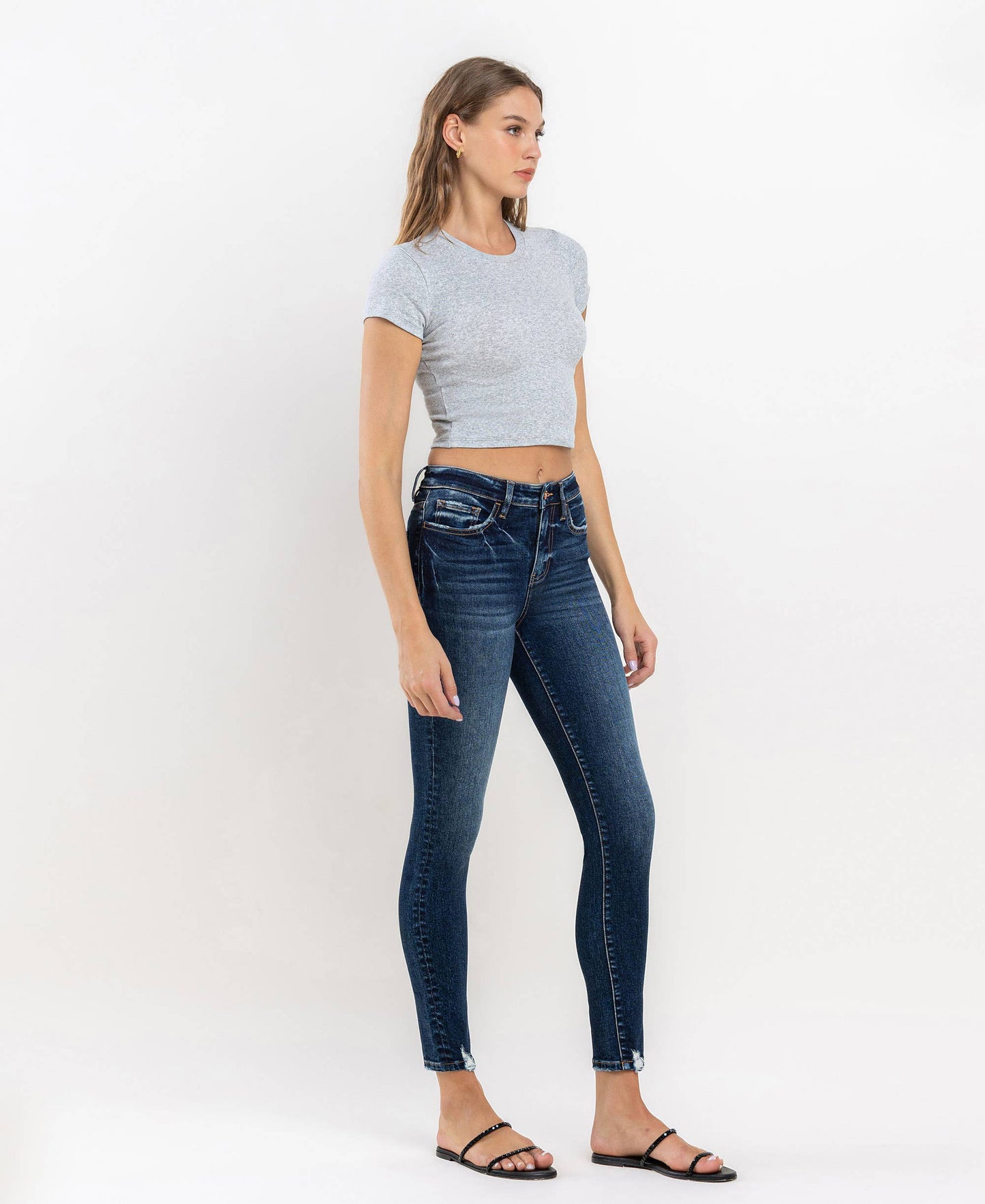 HIGH RISE ANKLE SKINNY JEANS T6154