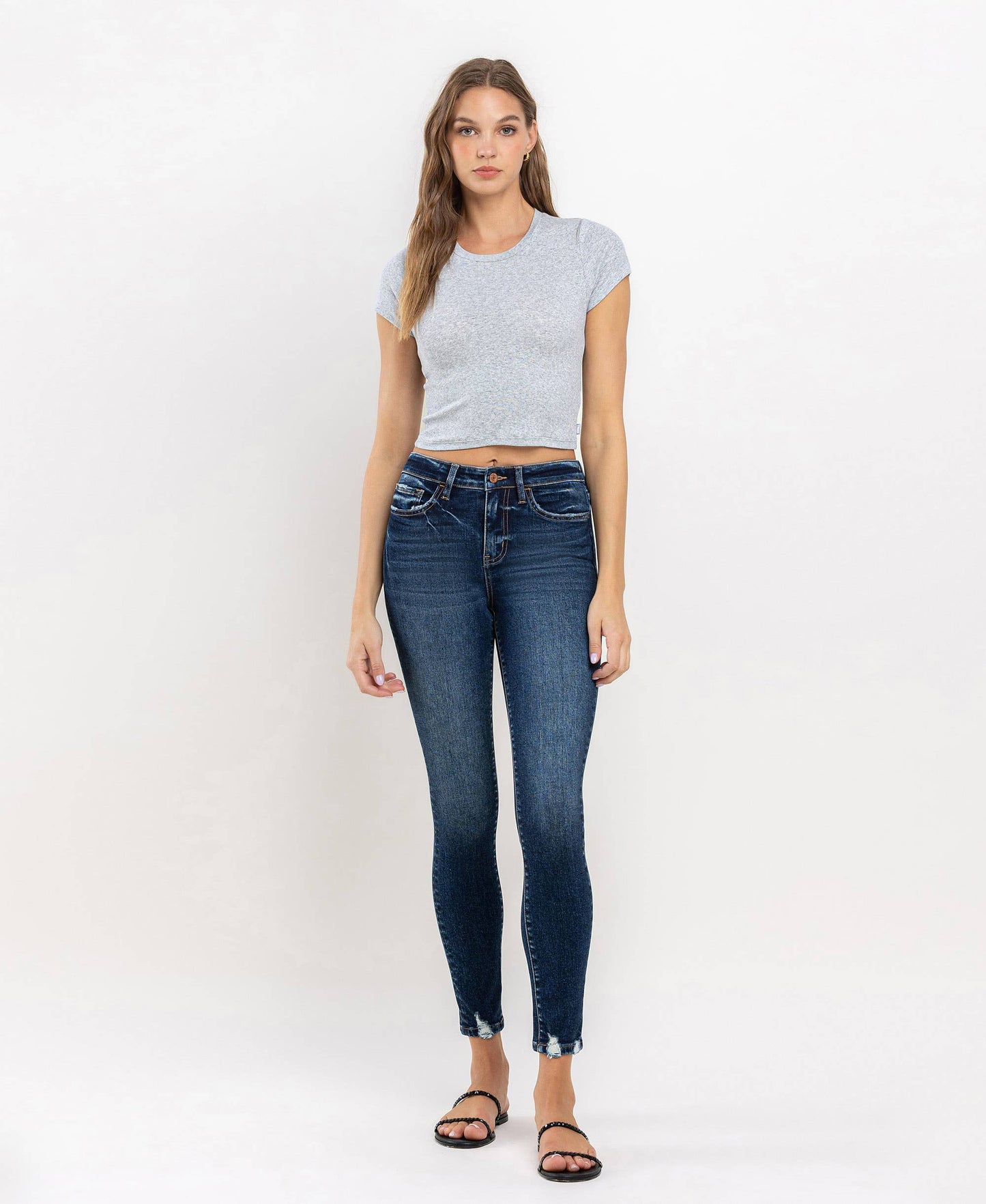HIGH RISE ANKLE SKINNY JEANS T6154