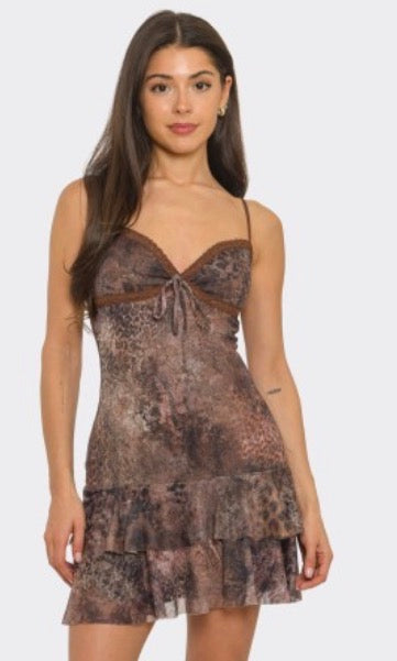 Printed Mini Dress Leopard