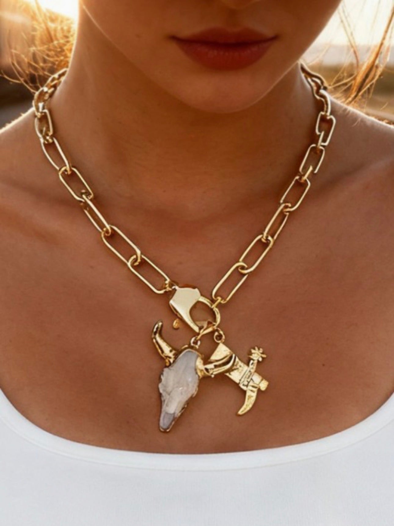 Bull Head Clasp Necklace
