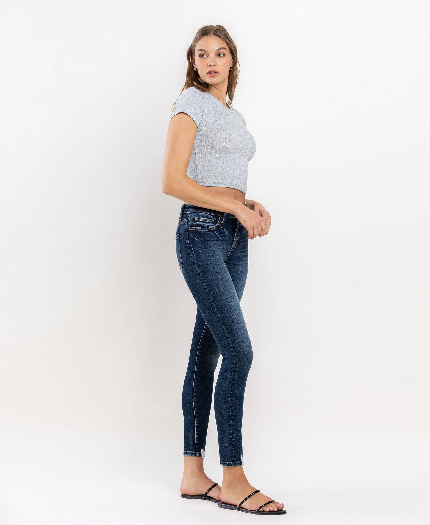 HIGH RISE ANKLE SKINNY JEANS T6154