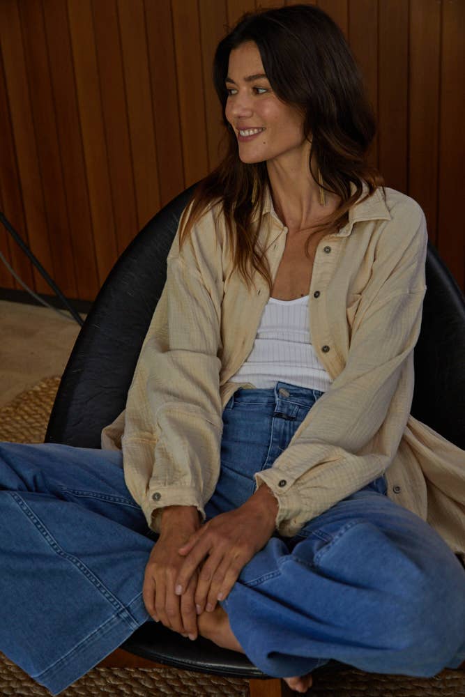 Woven Cotton Gauze Oversized Shirt Tunic