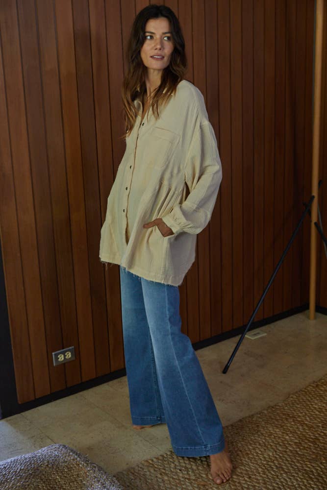 Woven Cotton Gauze Oversized Shirt Tunic