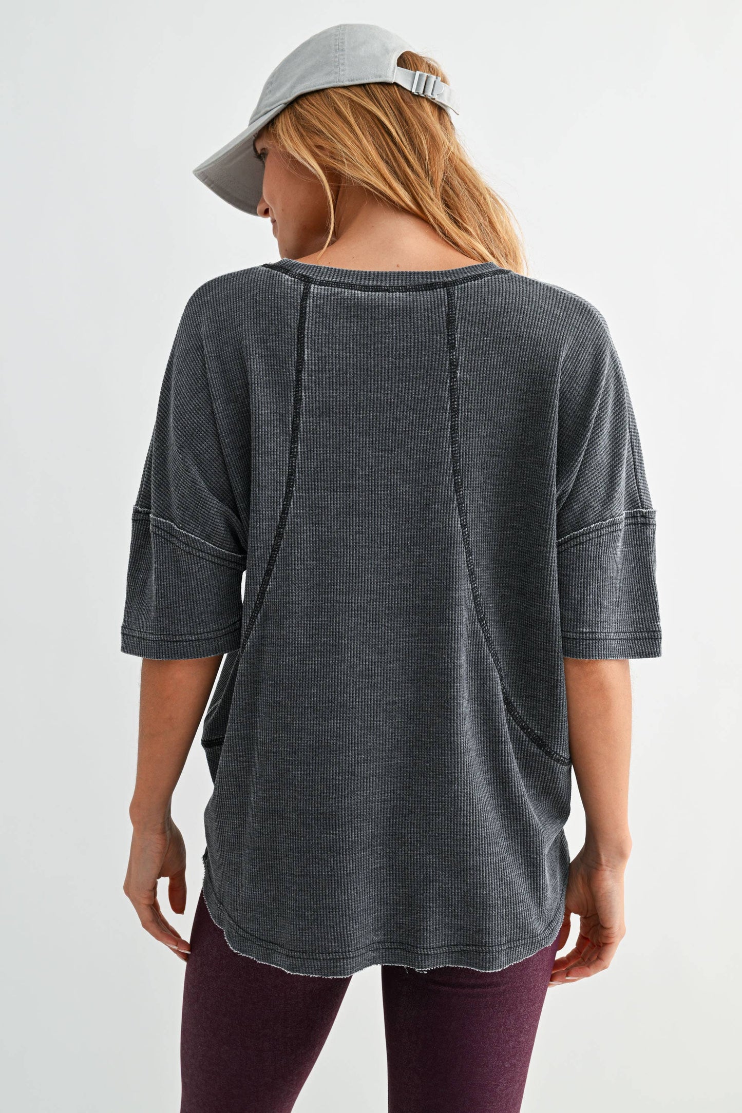 Cotton Blend Mineral Wash Waffle Short Sleeve Tee