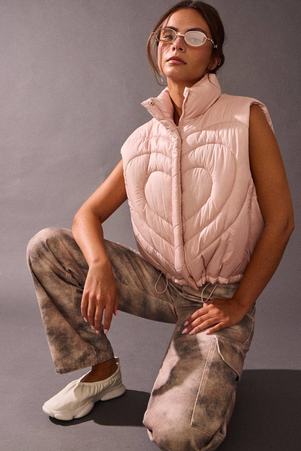 Smokey Print Wide Leg Cargo Jeans