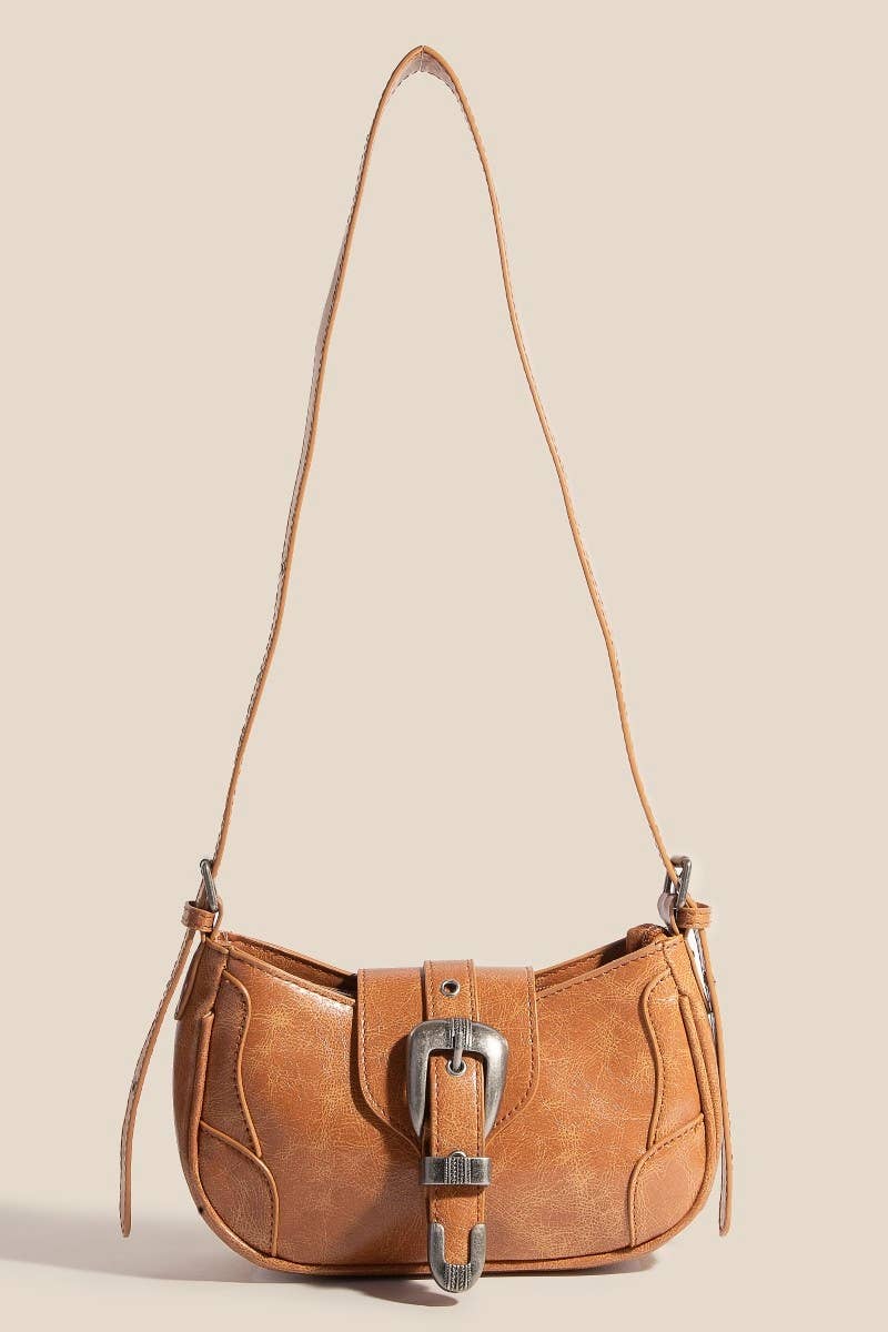 Western Buckle Accent Multi Panel Shoulder Bag