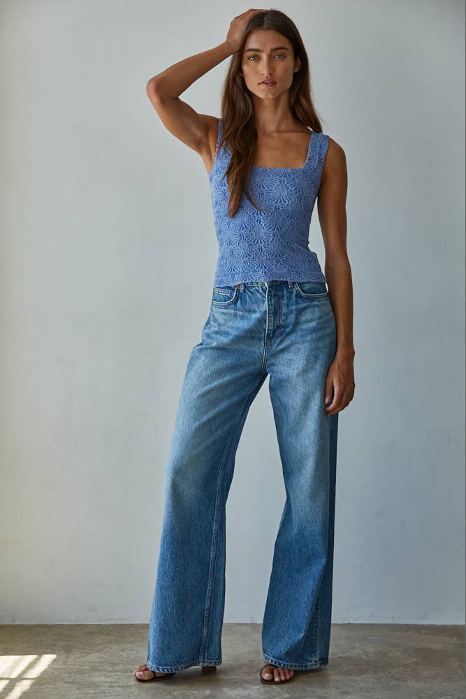 Knit Modal Nylon Spandex Seamless Jacquard Tank