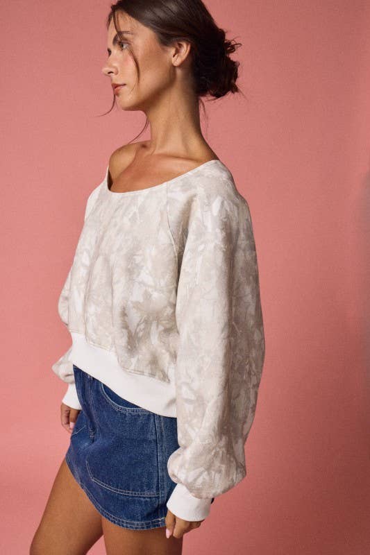 - Nature Camo Print Off-Shoulder LS Top