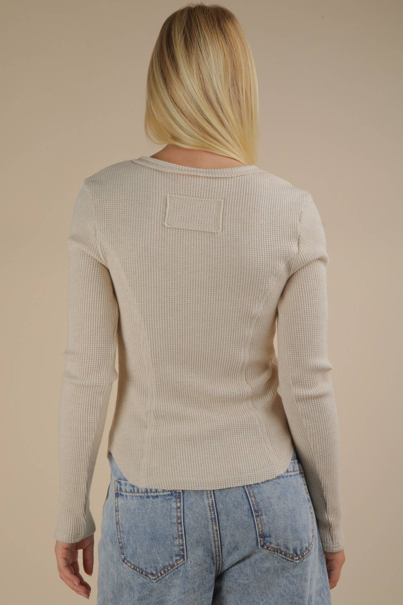 Button Down Fitted Knit Casual Top