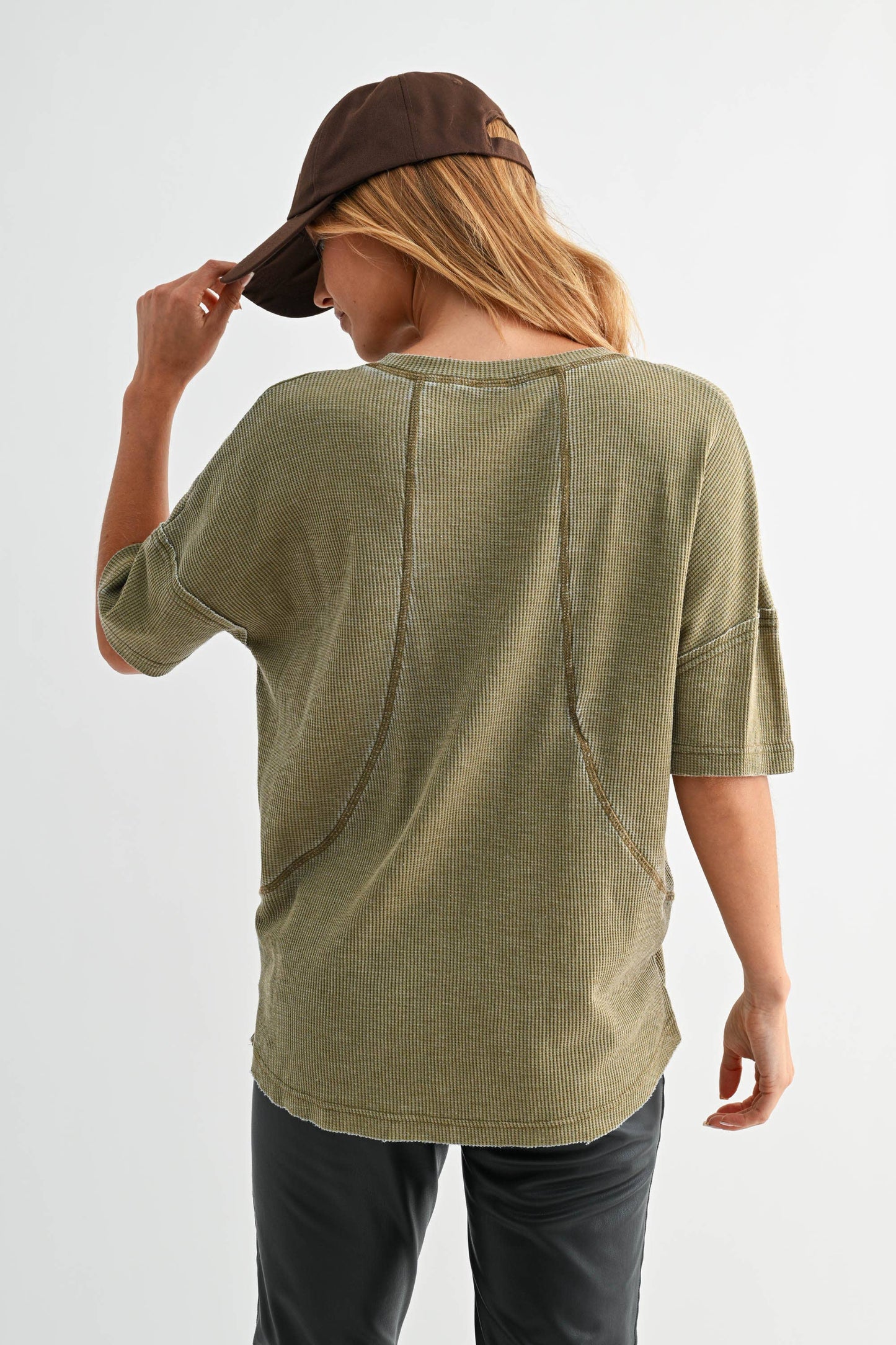 Cotton Blend Mineral Wash Waffle Short Sleeve Tee