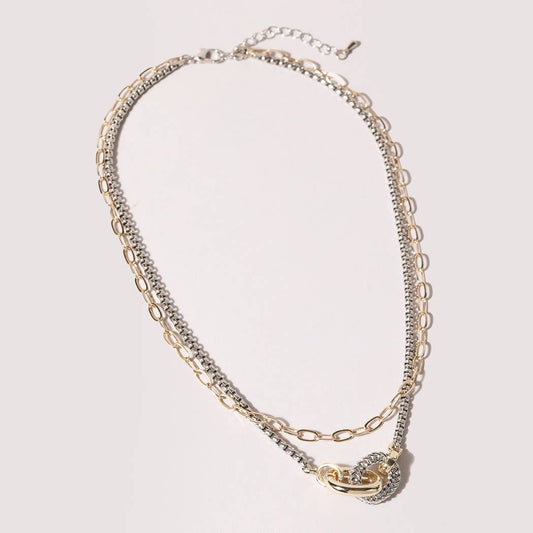 Double Chain 2T Link Ring Necklace