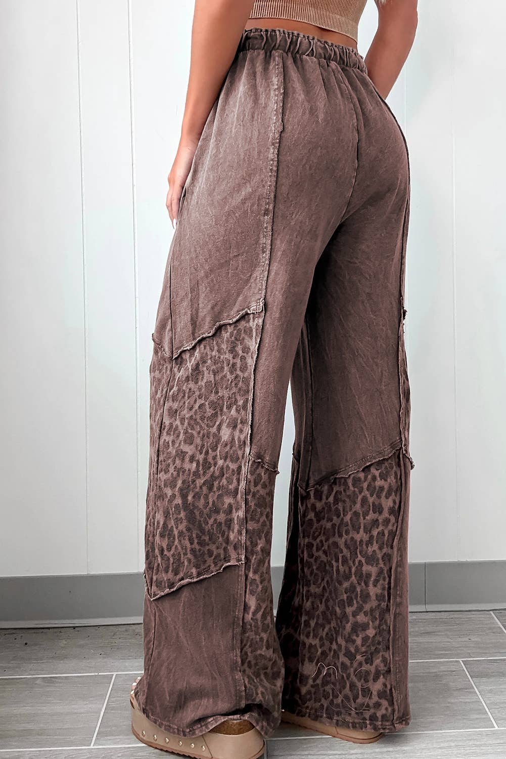 Mineral Wash Leopard Patchwork Loose Pants (S-XL)