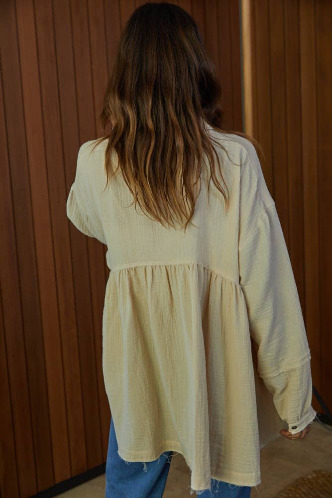 Woven Cotton Gauze Oversized Shirt Tunic