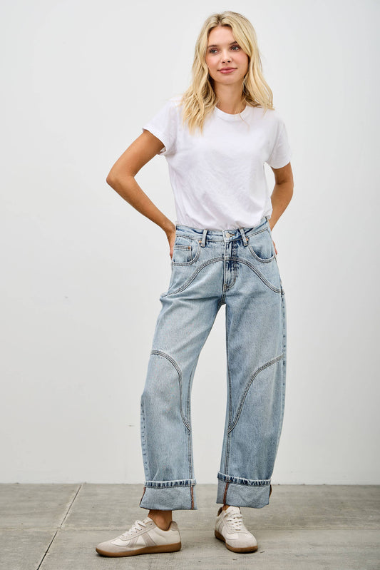 -HIGH RISE BARREL WIDE CUFF WITH STRETCH