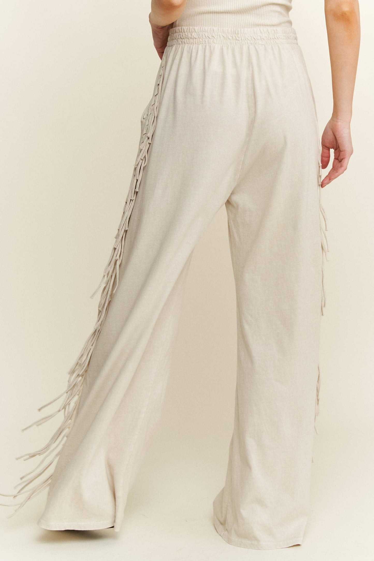 Mineral Washed Fringe Pant