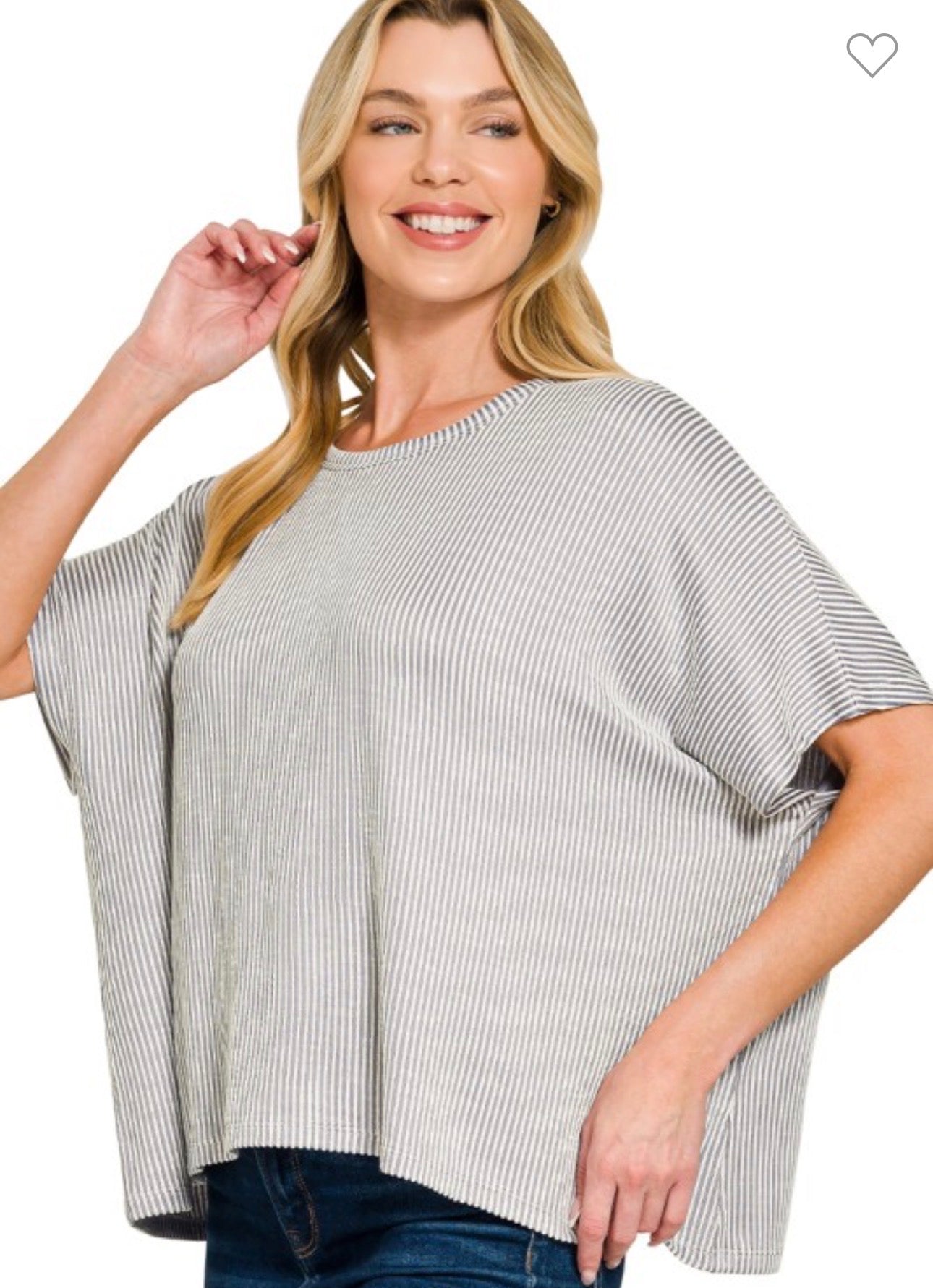Ribbed Oversized Short Sleeve Shirt