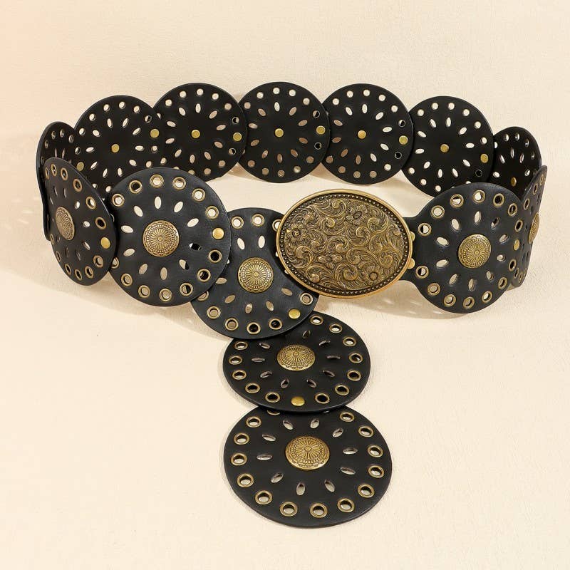 Studded Oval Disc Snap Y Shape Punk Belt | 40BT658
