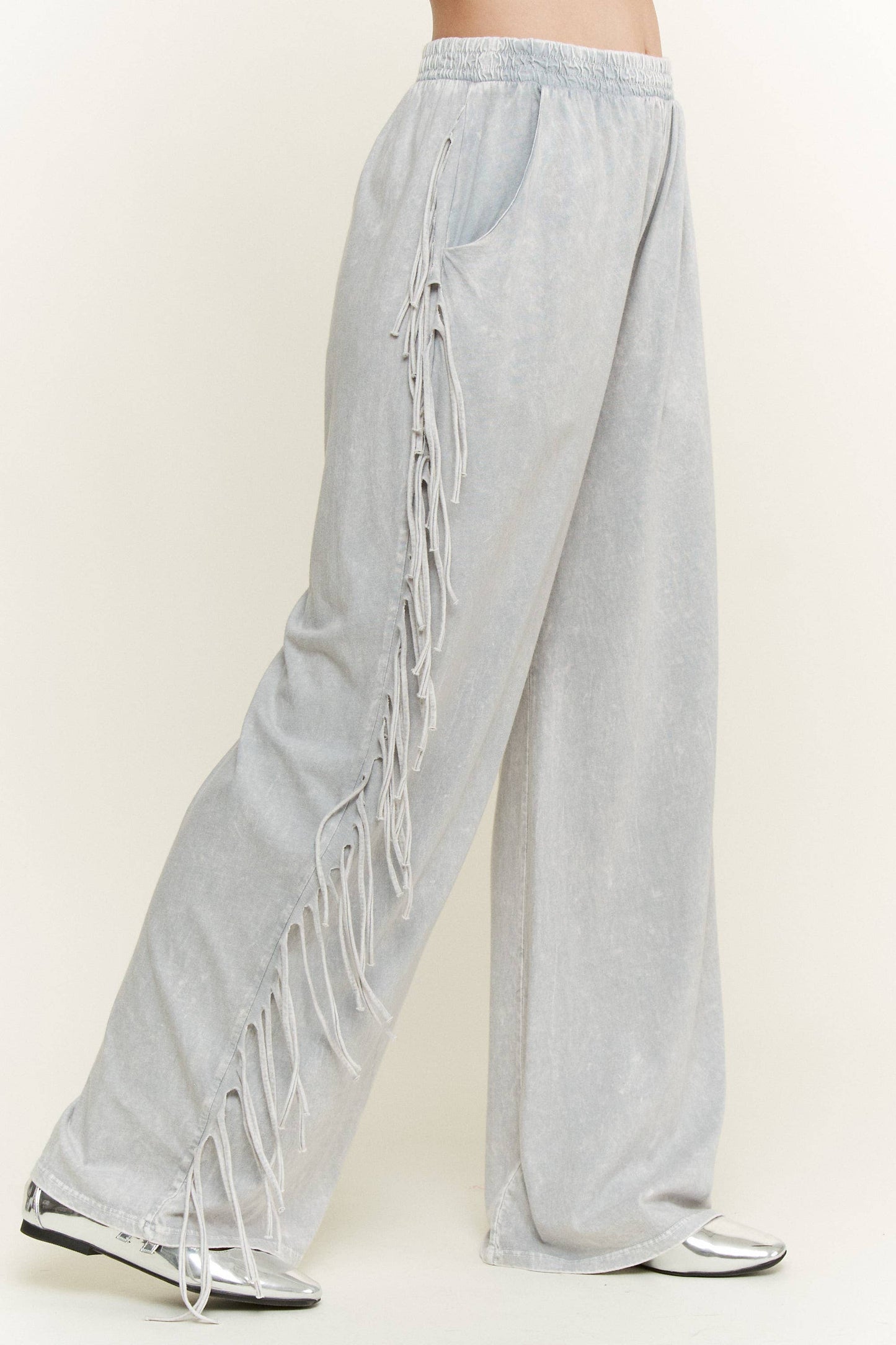Mineral Washed Fringe Pant