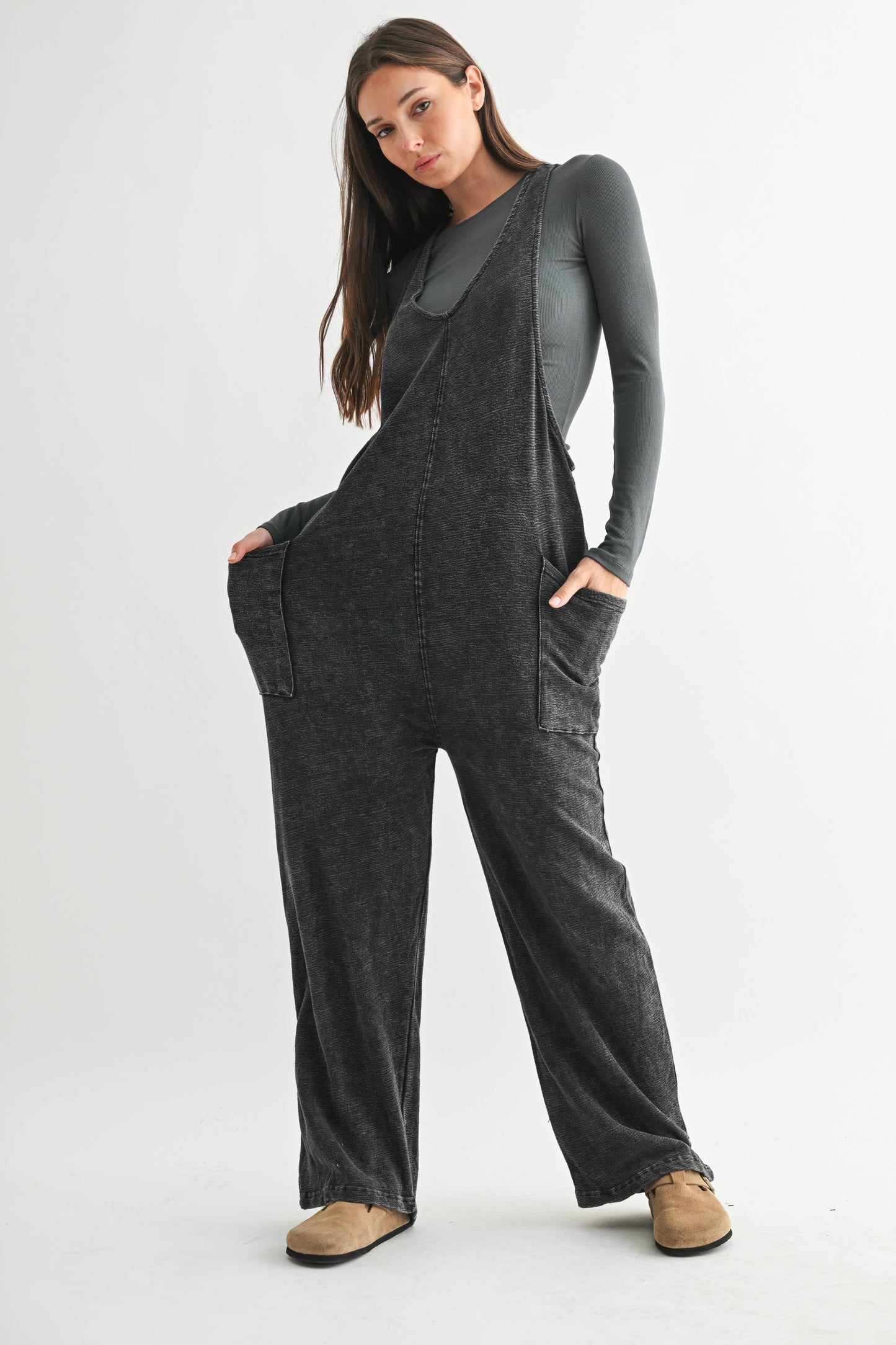 Mineral-Washed Lounge Jumpsuit