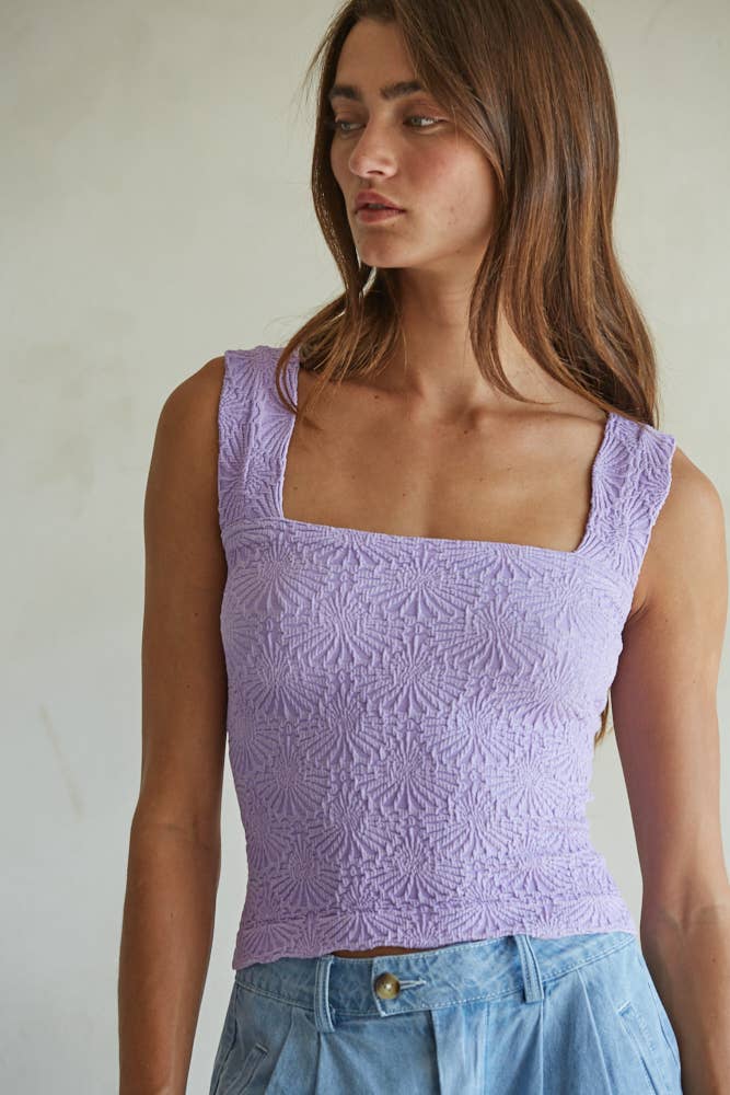 Knit Modal Nylon Spandex Seamless Jacquard Tank