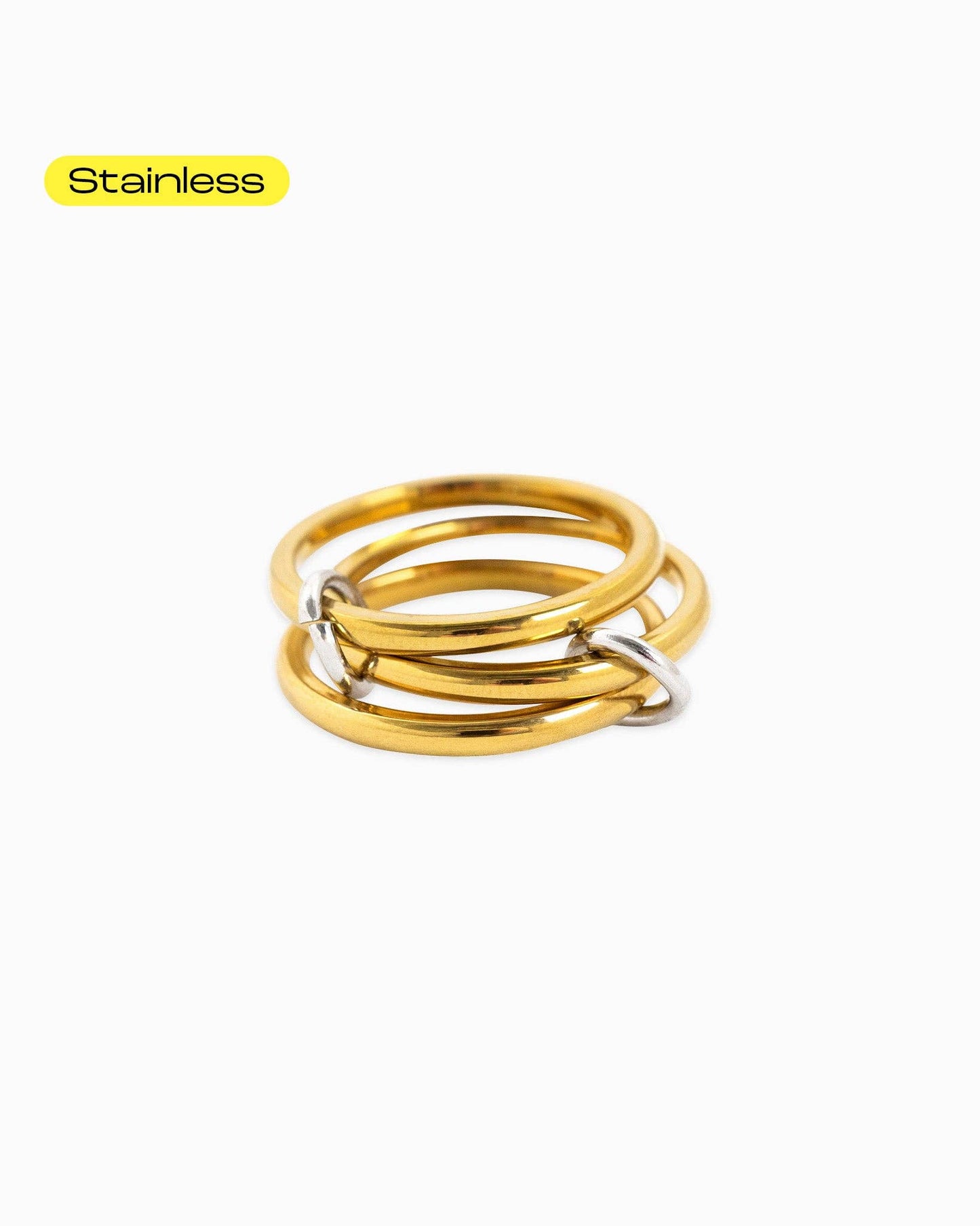 Stainless 3 Layered Interlocking Link Ring