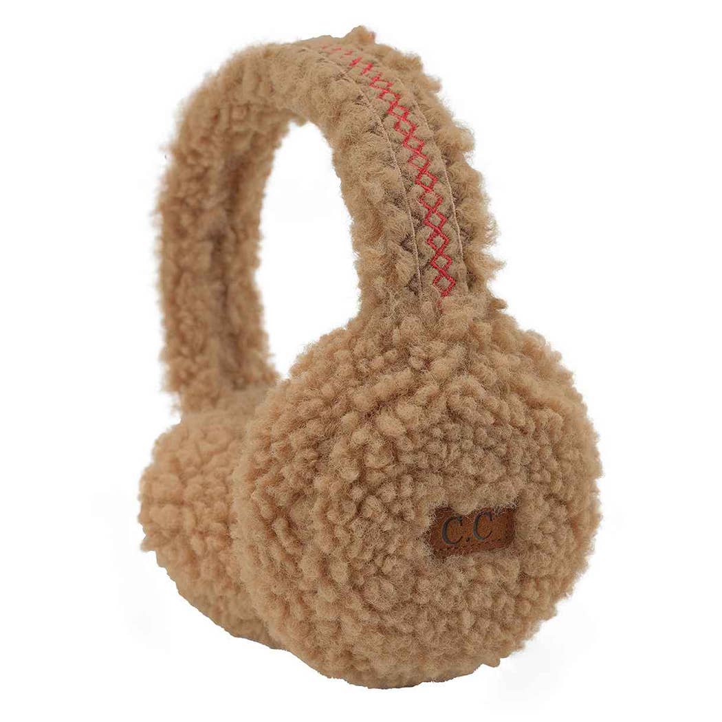 Sherpa With Embroidery Pattern Trim Earmuffs