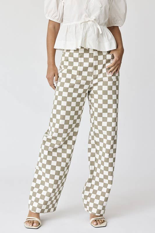 Demi Checkered Bottoms w Elastic Band