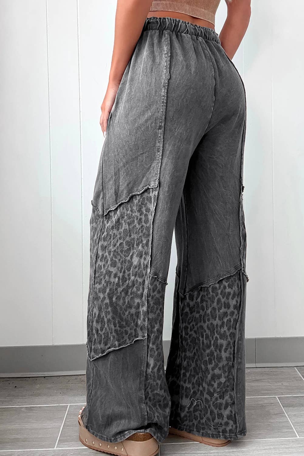 Mineral Wash Leopard Patchwork Loose Pants (S-XL)