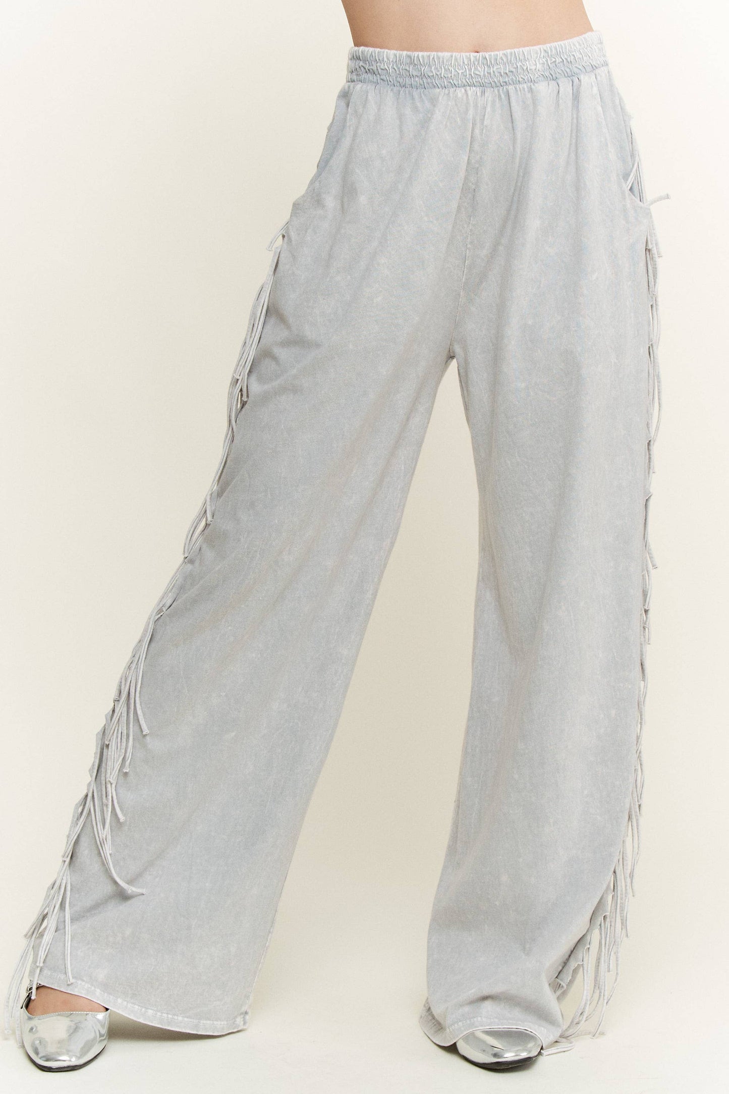 Mineral Washed Fringe Pant