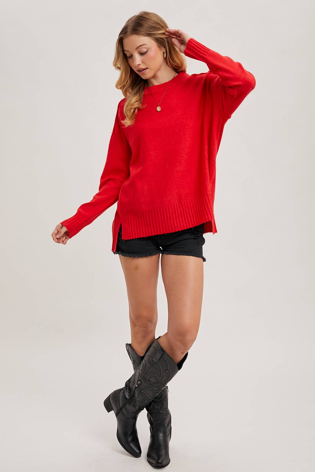 CREW NECK KNIT SWEATER PULLOVER HOLIDAY