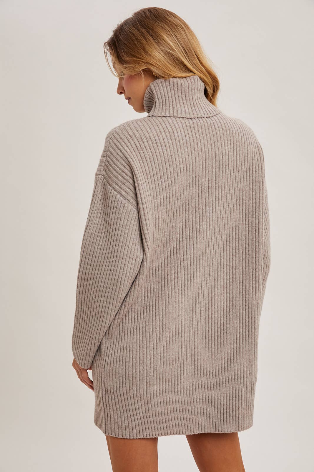 TURTLE NECK KNIT SWEATER DRESS
