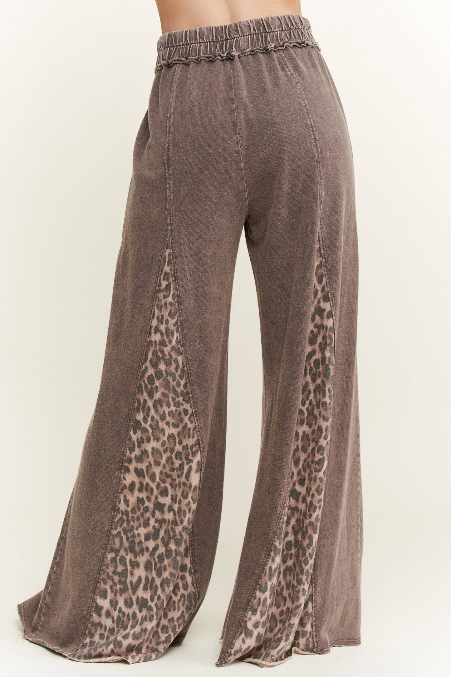 Mineral Washed Leopard Animal Print Flare Pants HP5783P1