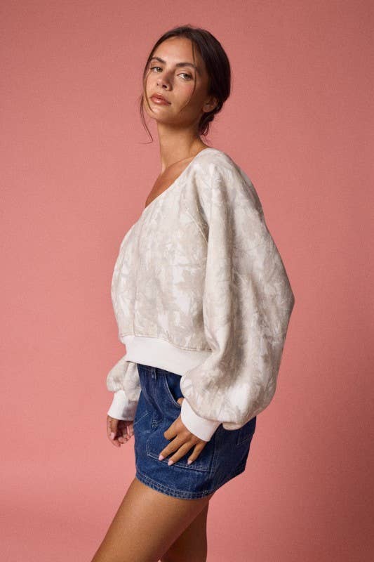 - Nature Camo Print Off-Shoulder LS Top