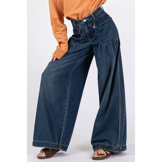 MID-RISE BALLOON DENIM JEANS WITH POCKETS