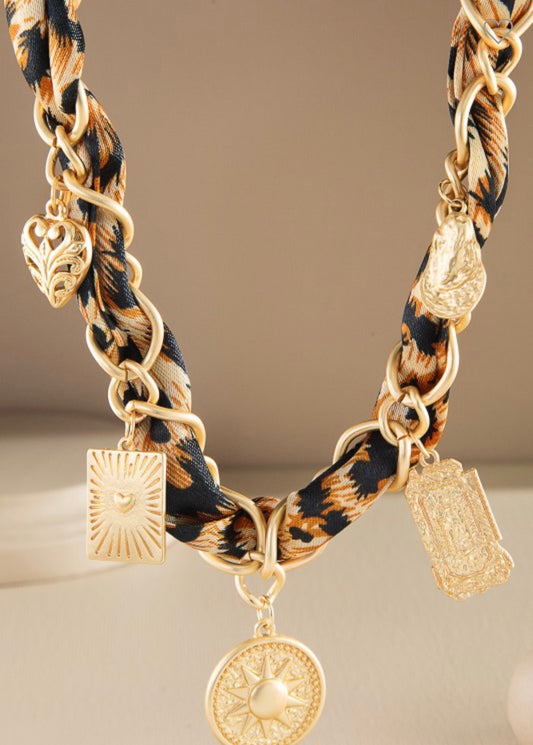 Leopard Scarf Charm Necklace