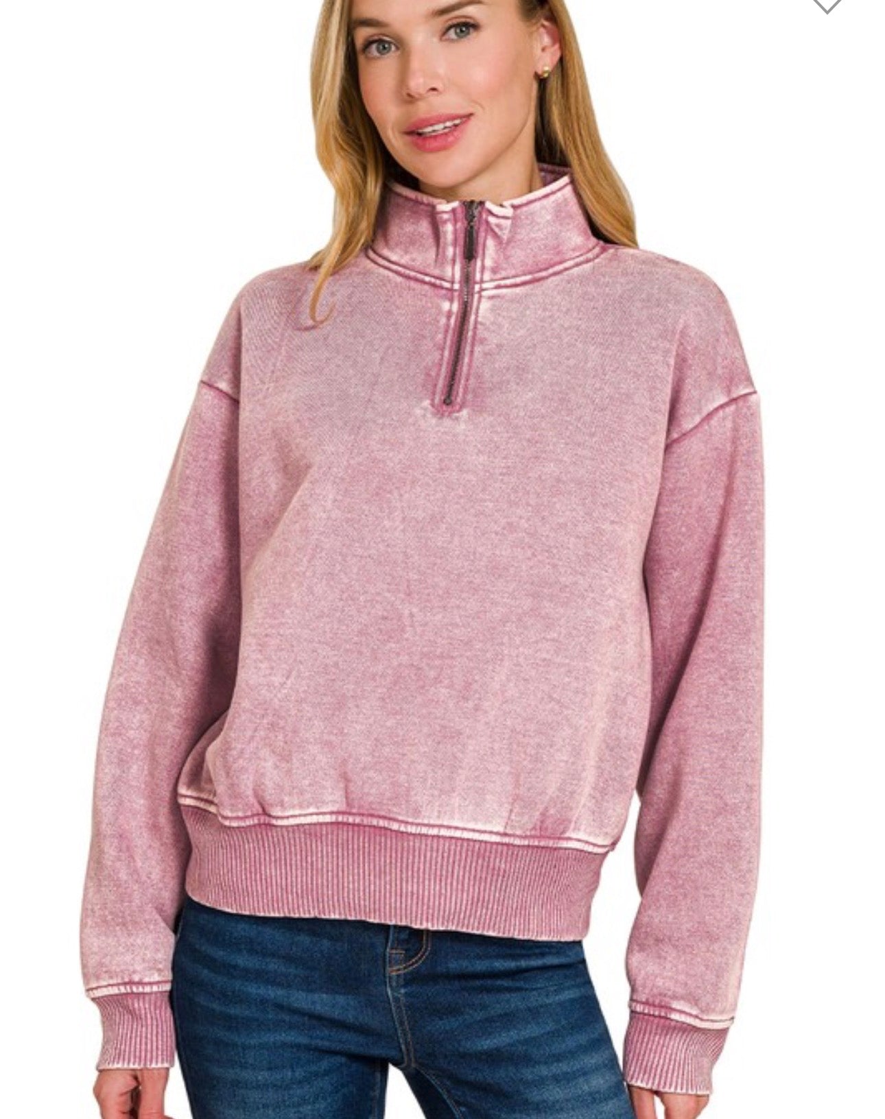 Acid Washed Half Zip Pullover