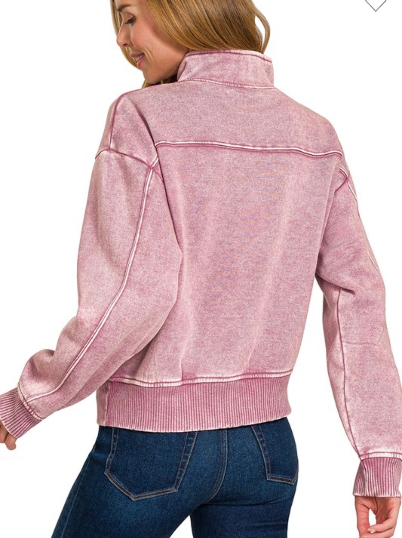 Acid Washed Half Zip Pullover