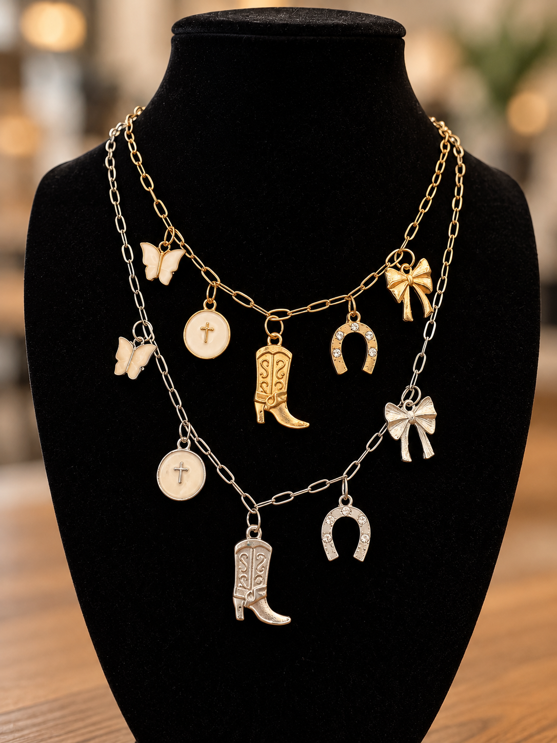 Boots and Bows Necklace