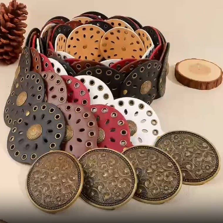 Studded Oval Disc Snap Y Shape Punk Belt | 40BT658