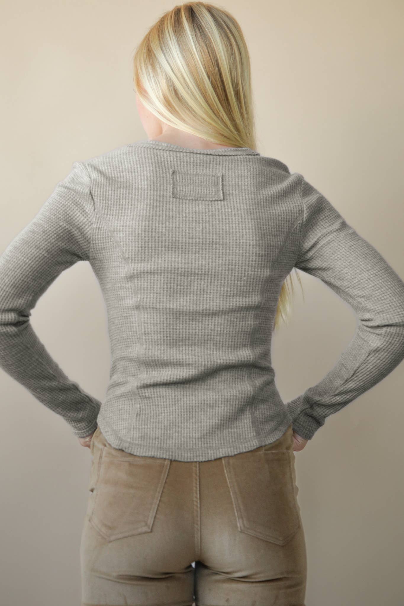 Button Down Fitted Knit Casual Top